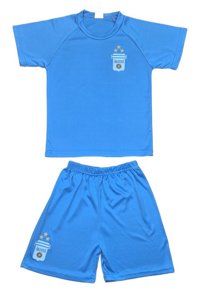 Fashion Boy Fußballtrikot Fußball Fan Set Argentinien Trikot + Shorts personalisierbar, JS05e (Set)