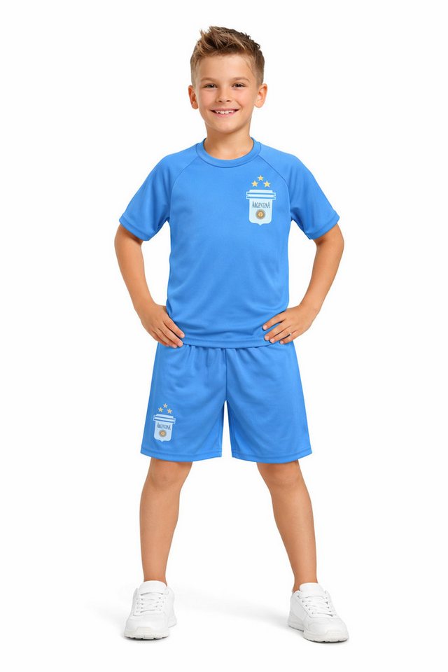 Fashion Boy Fußballtrikot Fußball Fan Set Argentinien Trikot + Shorts personalisierbar, JS05e (Set) Bild 2