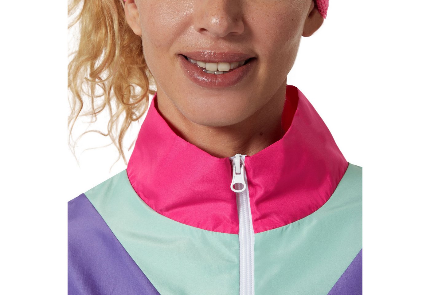 dressforfun Kostüm Retro-Trainingsanzug/80er-/90er-Jahre-Jogginganzug, in pink, Gr. L, Jacke und Hose im 80er-/90er-Stil, Pflegeleicht und strapazierfähig