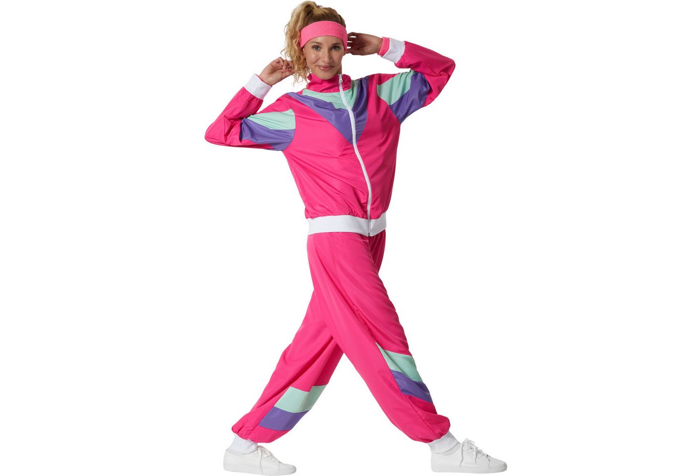 dressforfun Kostüm Retro-Trainingsanzug/80er-/90er-Jahre-Jogginganzug, in pink, Gr. L, Jacke und Hose im 80er-/90er-Stil, Pflegeleicht und strapazierfähig Bild 2