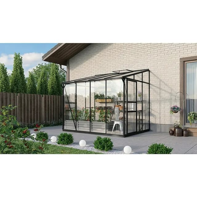 VITAVIA Anlehngewächshaus »Osiris 5200«, 5,2 m², Kunststoff/Aluminium/ESG Glas, winterfest - grau