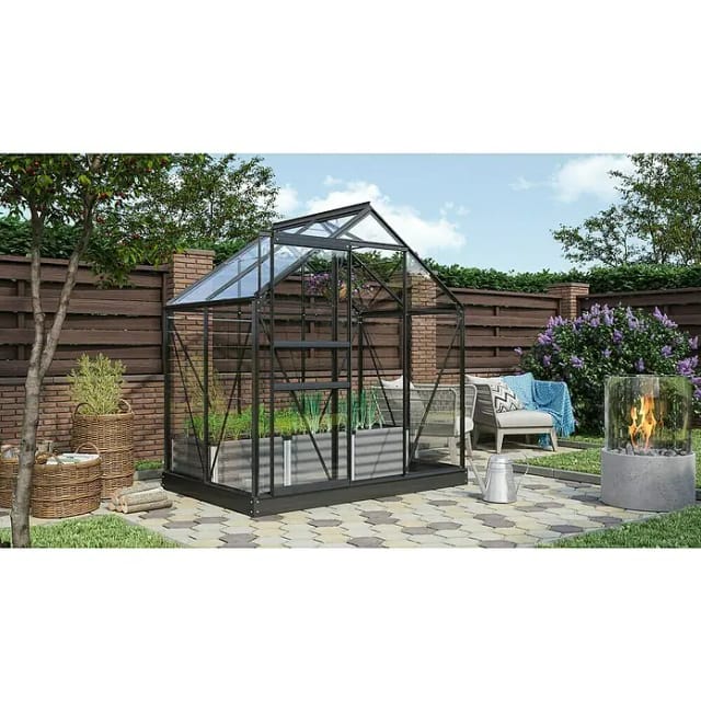 VITAVIA Gewächshaus »Venus 2500«, 2,5 m², Aluminium/Glas, winterfest - grau