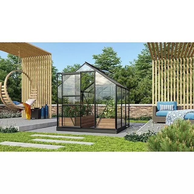VITAVIA Gewächshaus »Venus 3800«, 3,8 m², Aluminium, winterfest - grau