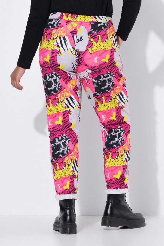 Angel of Style Funktionshose Crinkle-Hose Loose Fit Crincle Animalpatch-Muster Bild 2