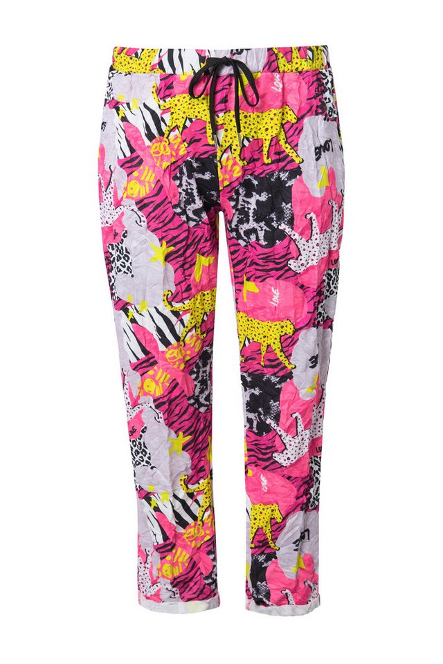 Angel of Style Funktionshose Crinkle-Hose Loose Fit Crincle Animalpatch-Muster Bild 3