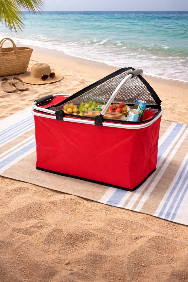 Antonio Einkaufskorb Antonio Thermo Einkaufskorb Kühltasche Kühlbox faltbar Farbe: rot