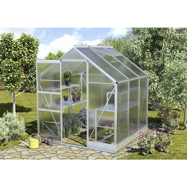 VITAVIA Gewächshaus »Apollo«, 3,8 m², Kunststoff/Aluminium, winterfest - silberfarben