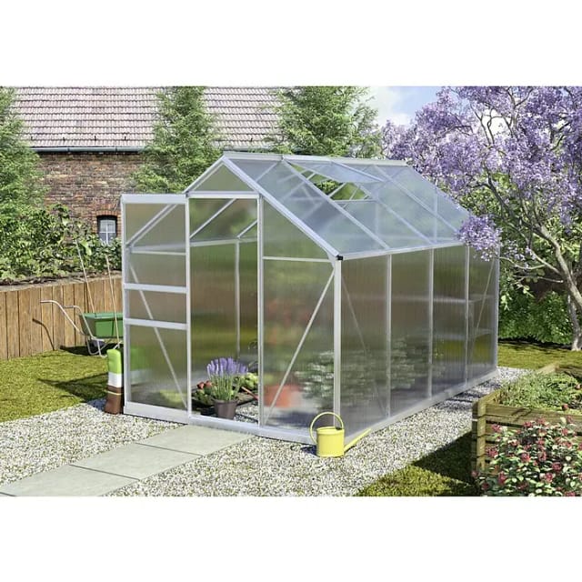 VITAVIA Gewächshaus »Calypso«, 5,8 m², Kunststoff/Aluminium, winterfest - silberfarben