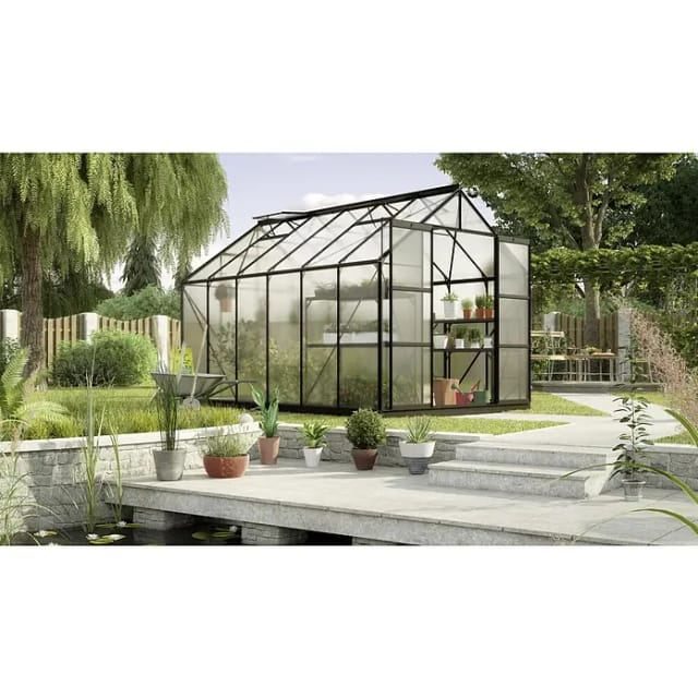 VITAVIA Gewächshaus »Uranus 9900«, 9,9 m², Kunststoff/Aluminium, winterfest - schwarz