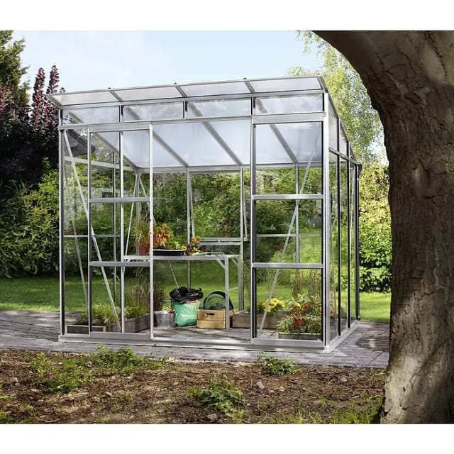 VITAVIA Gewächshaus »Freya«, 5,9 m², Kunststoff/Aluminium/ESG Glas, winterfest - silberfarben