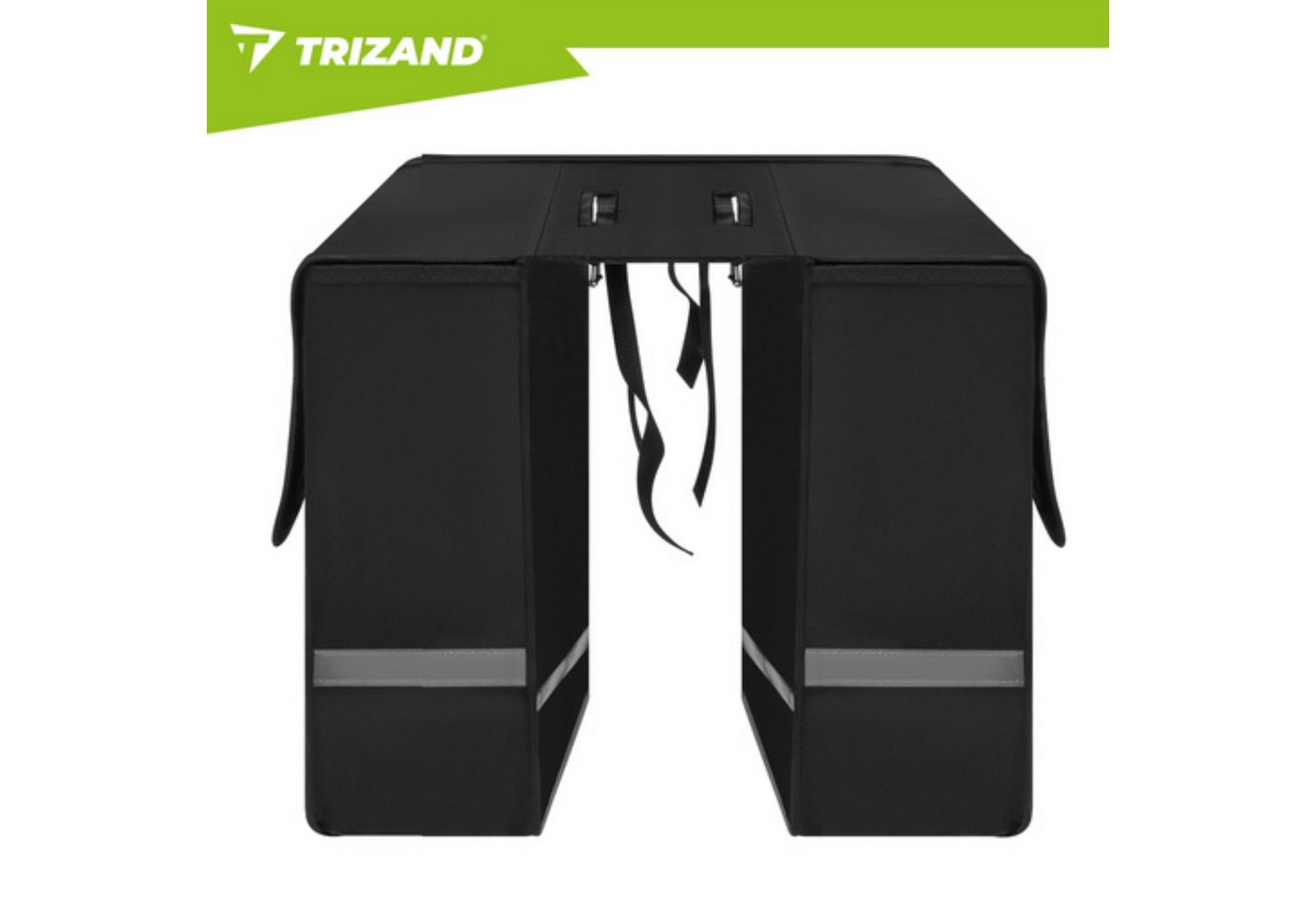 Trizand Fahrradtasche Doppel Fahrradtasche 28L wasserdicht Gepäckträgertasche Reflektoren (Doppel Fahrrad Gepäckträgertasche 28L mit Befestigung, 1x Doppel-Fahrradtasche mit Befestigungsgurten und Innenversteifung), 28L Stauraum, wasserabweisend, Reflektoren, Doppel-Fahrradtasche