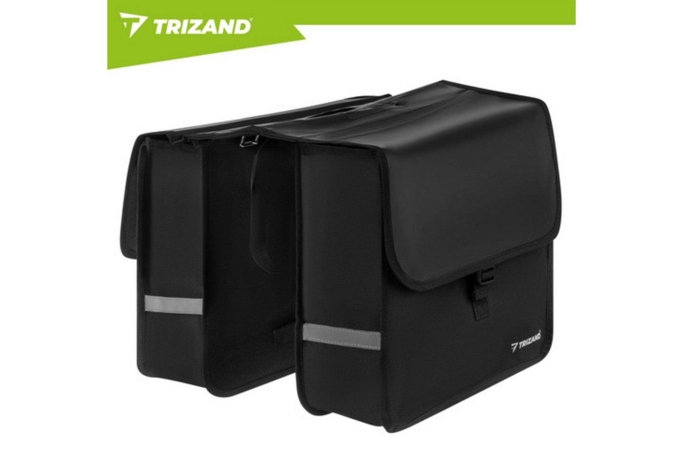 Trizand Fahrradtasche Doppel Fahrradtasche 28L wasserdicht Gepäckträgertasche Reflektoren (Doppel Fahrrad Gepäckträgertasche 28L mit Befestigung, 1x Doppel-Fahrradtasche mit Befestigungsgurten und Innenversteifung), 28L Stauraum, wasserabweisend, Reflektoren, Doppel-Fahrradtasche Bild 3