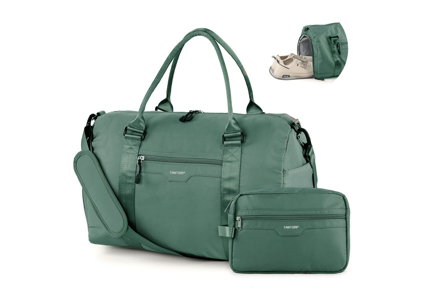 TANTOMI Reisetasche Reisetasche Damen Herren 44.5x20x28, Handgepäck Tasche Flugzeug, Sporttasche, Travel Bag mit Schuhfach und Kulturbeutel Bild 2