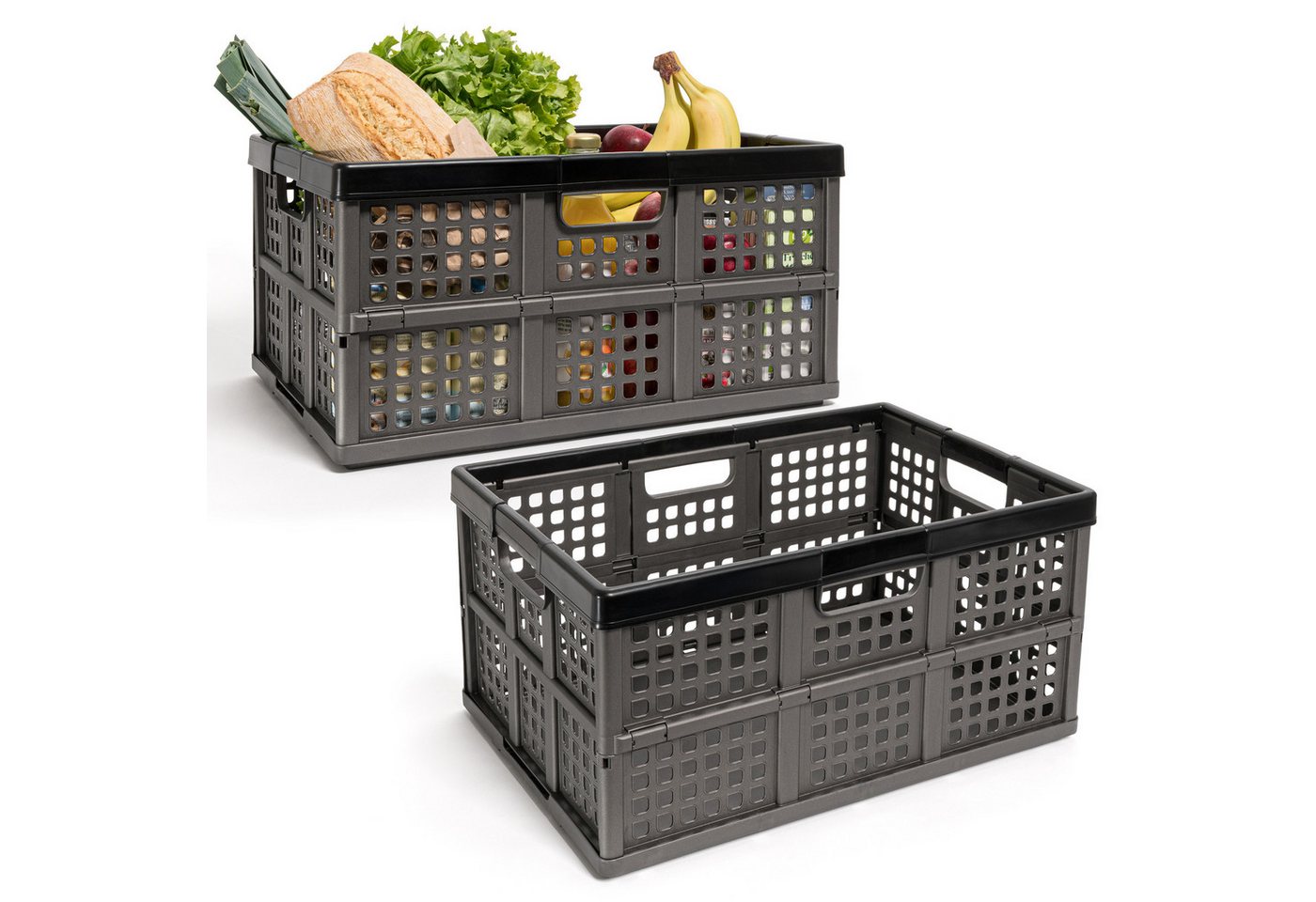 Hausfelder Klappbox Klappkiste 45 Liter, 2er Set, Klappkorb für Auto, Einkauf und Haushalt, 45 l, zusammenklappbar, BPA-freier Kunststoff, extra viel Stauraum Bild 5