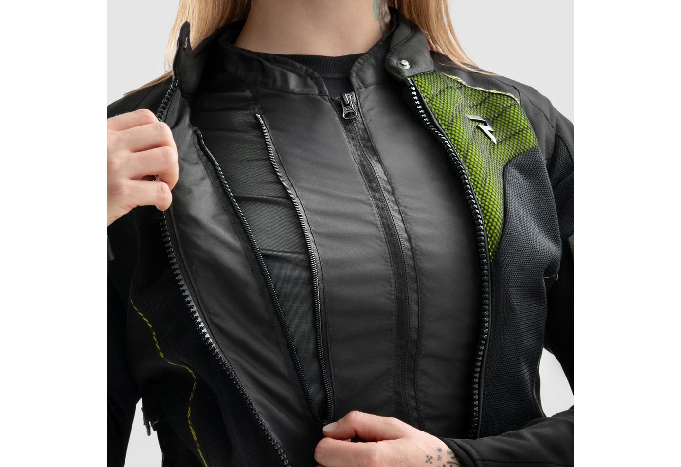 Rebelhorn Motorradjacke Jax wasserdichte Damen Motorrad Textiljacke Rückenprotektor enthalten,Verbindungsreißverschluss,Ellenbogenpro Bild 2