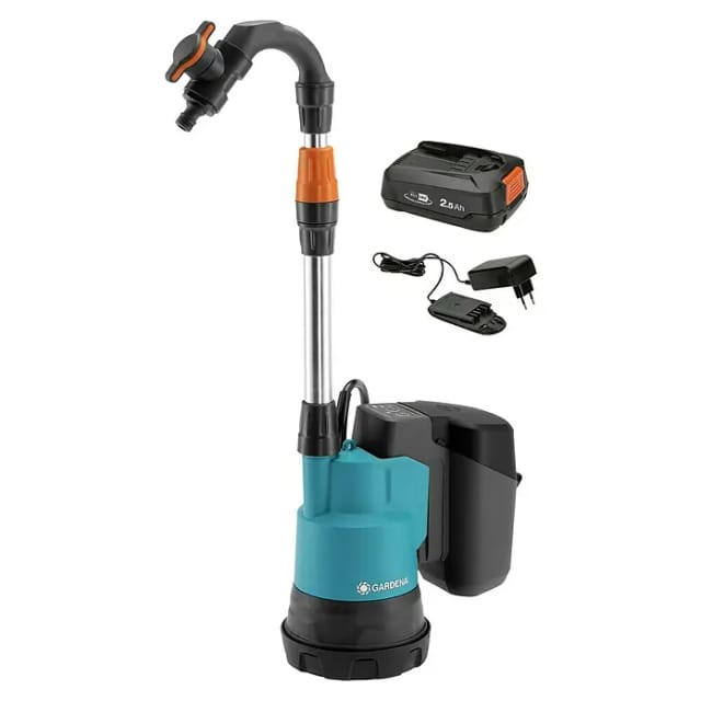 GARDENA Regenfasspumpe, »2000/2 18V P4A Set«, LxBxH: 14x14x60 cm, türkis - bunt