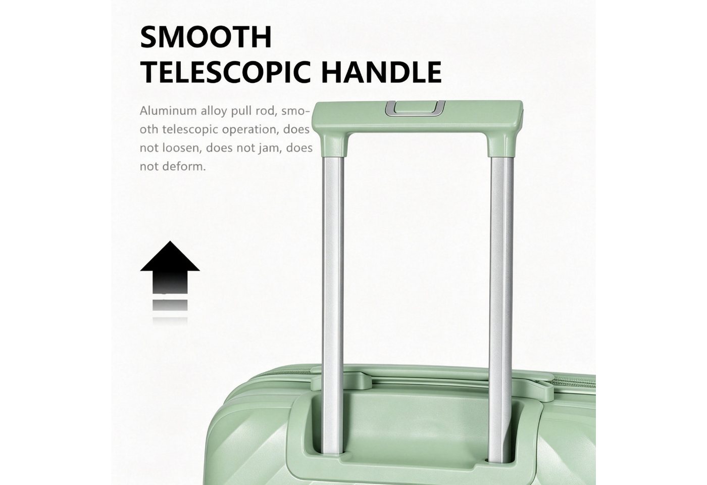 Super Solu Kofferset Hartschalenkoffer Set (M,L,XL) aus PP-Polypropylen, Erweiterbar, TSA, 4 Rollen, (Reisekoffer Set, 3 tlg., Grün), Robustes Öko-PP, Diebstahlschutz, Dehnfalte & Alu-Stange Bild 5