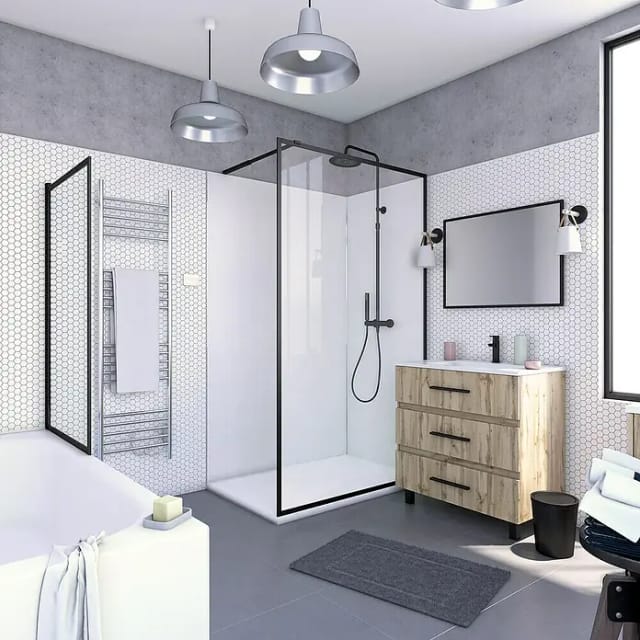 Marwell Walk-In Dusche, HxT: 200 x 120 cm - schwarz