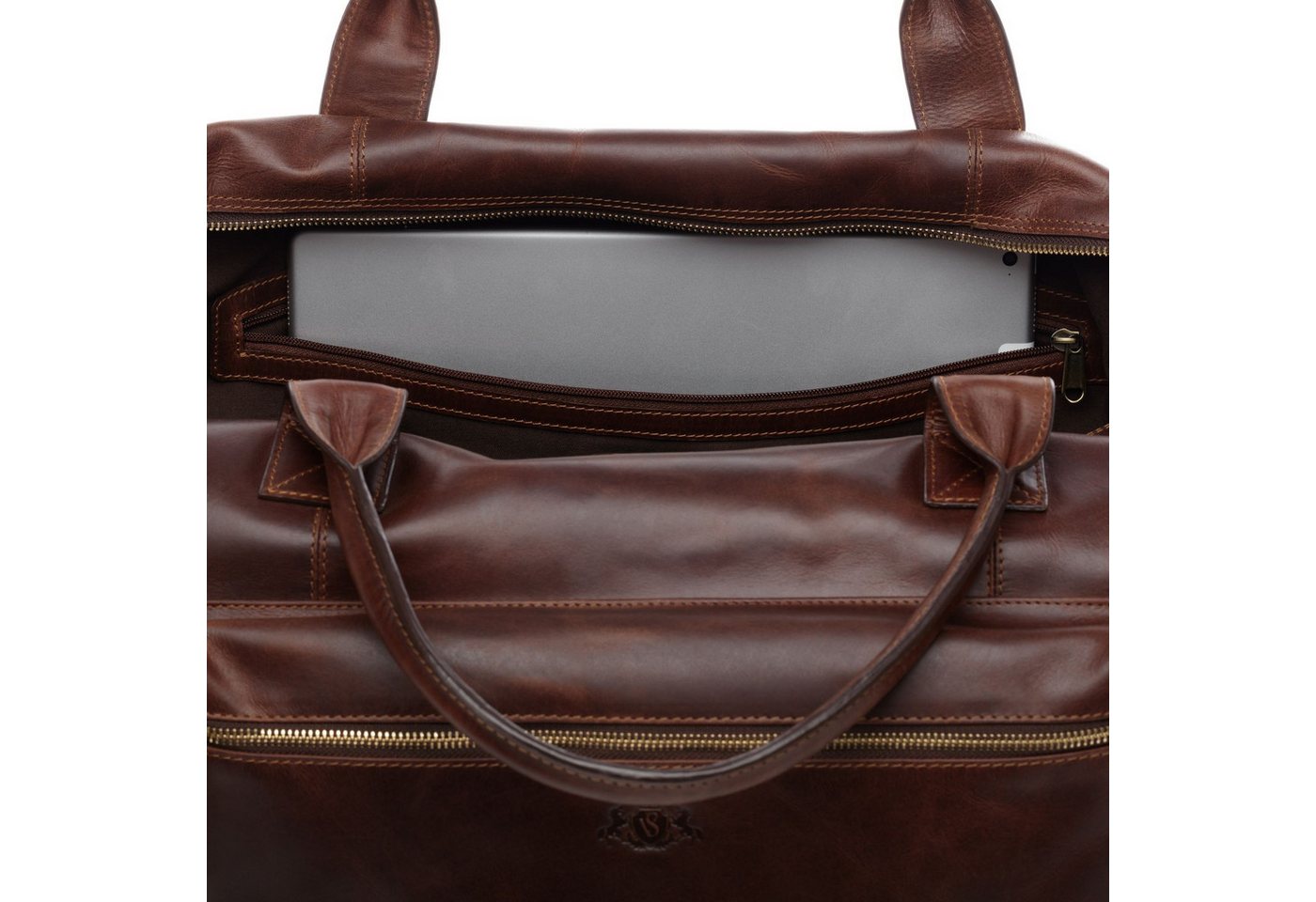 SID & VAIN Reisetasche echt Leder Weekender groß Ledertasche braun BRIXTON, Echtleder Reisegepäck für Damen & Herren, Sporttasche XL braun