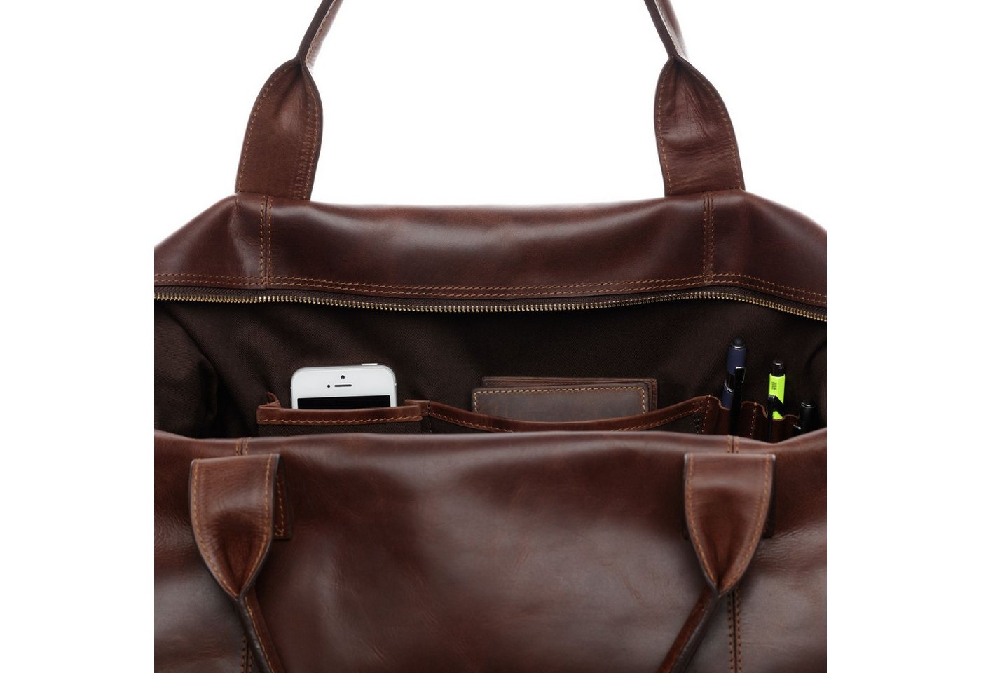 SID & VAIN Reisetasche echt Leder Weekender groß Ledertasche braun BRIXTON, Echtleder Reisegepäck für Damen & Herren, Sporttasche XL braun Bild 3