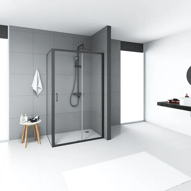Marwell Glasdusche, BxHxT: 120 x 200 x 80 cm - schwarz