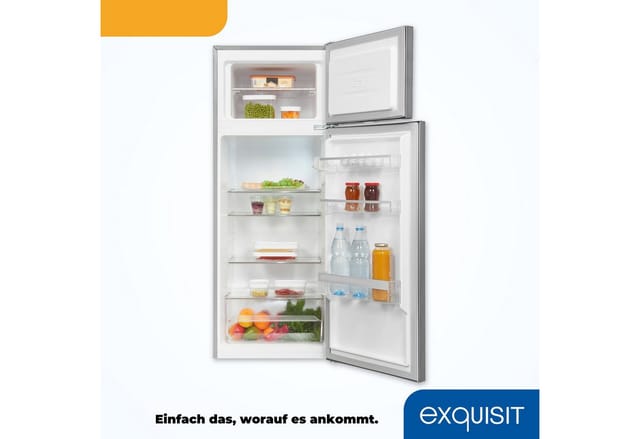 Exquisit Kühl-Gefrierkombination »KGC270-45«, BxHxL: 54,5 x 142,6 x 55,5 cm - silberfarben