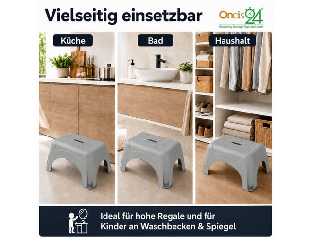 Ondis24 Tritthocker, BxH: 44 x 23,5 cm, Kunststoff - grau