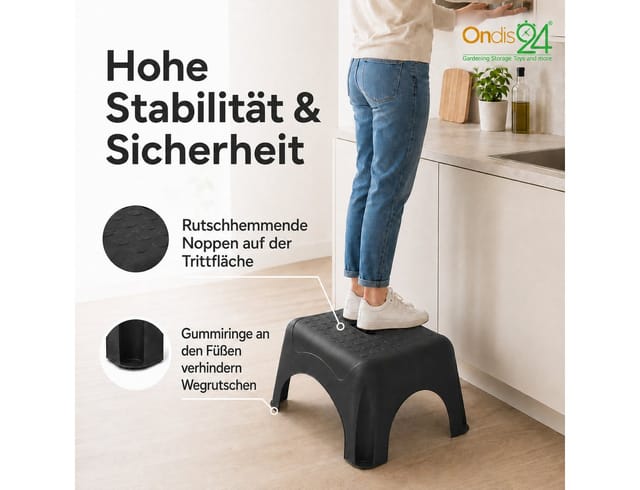 Ondis24 Tritthocker, BxH: 44 x 23,5 cm, Kunststoff - schwarz