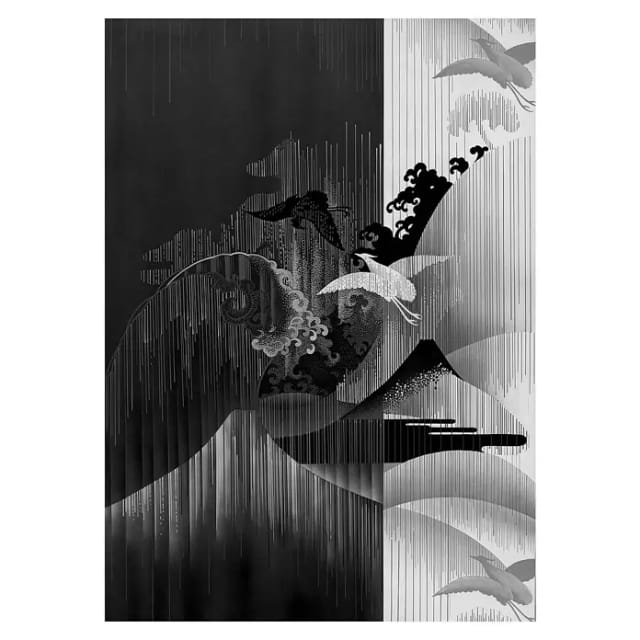 KOMAR Vliestapete, Vögel, bunt - schwarz