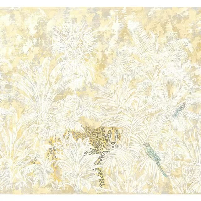 KOMAR Vliestapete, Blumen, bunt - goldfarben