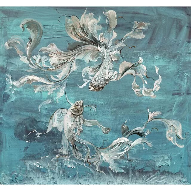 KOMAR Vliestapete, Fische, bunt - blau