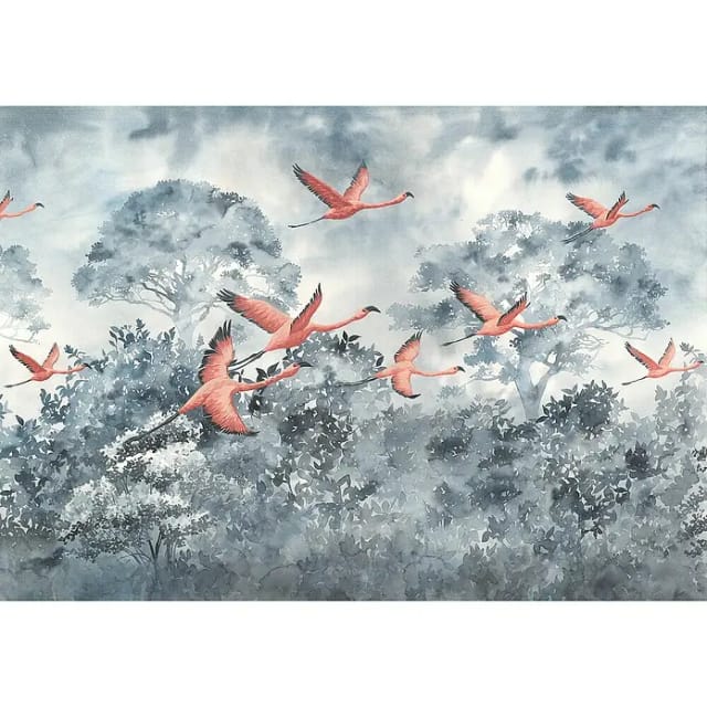 KOMAR Vliestapete, Flamingo, bunt - grau