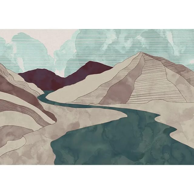 KOMAR Vliestapete, Berge, bunt - braun