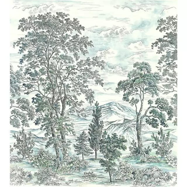 KOMAR Vliestapete, Wald, bunt - blau