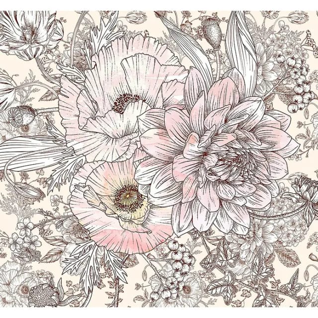 KOMAR Vliestapete, Blumen, bunt - rosa