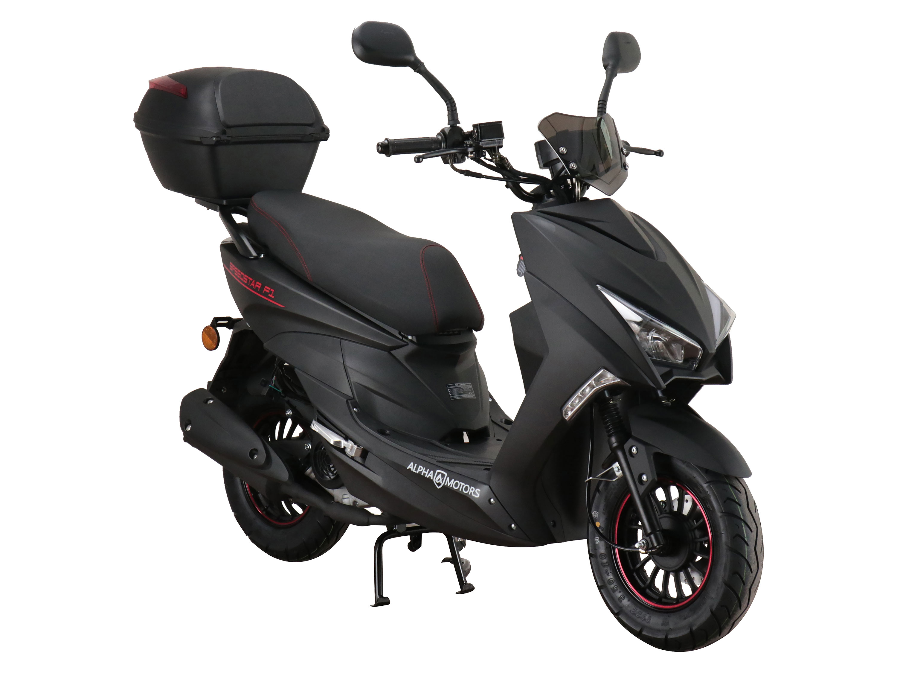ALPHA MOTORS Mofaroller Speedstar FI 50 ccm EURO 5 mattschwarz inkl. Topcase (45 km/h)