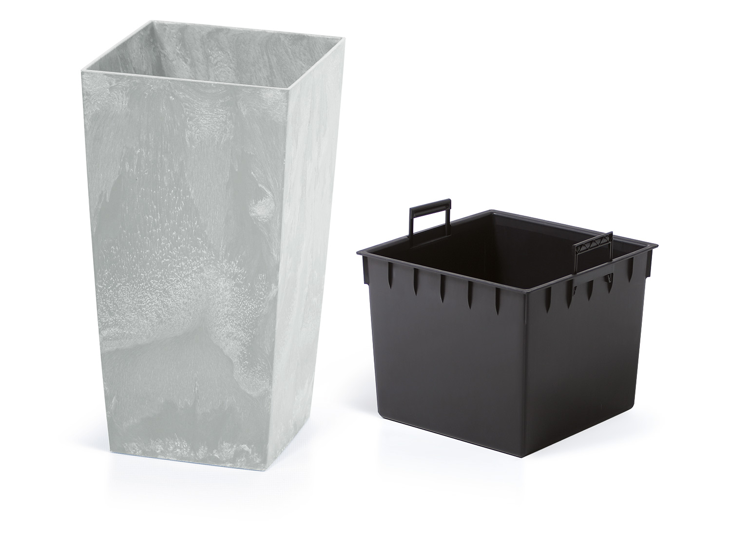 PROSPERPLAST Blumentopf mit Einsa, beton, 265x265x500 (grau in Betonoptik, B 27 x H 50 x T 27 cm)