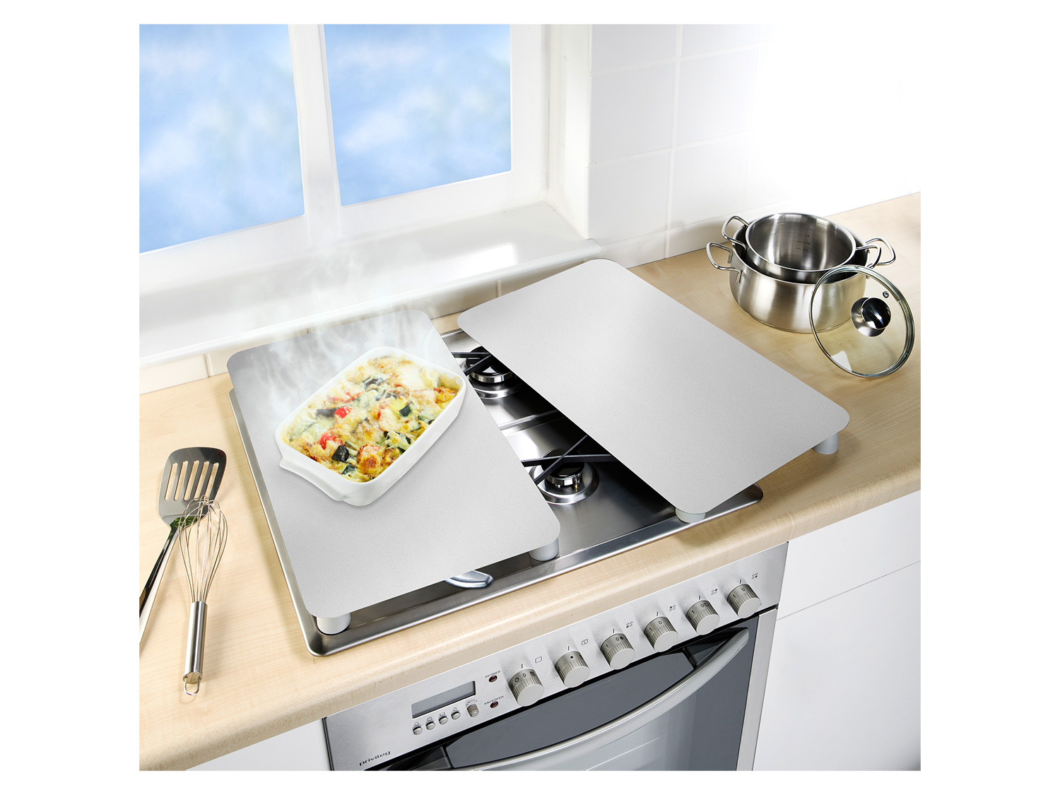 WENKO Herdabdeckplatte Universal 2er S, Silber Bild 3