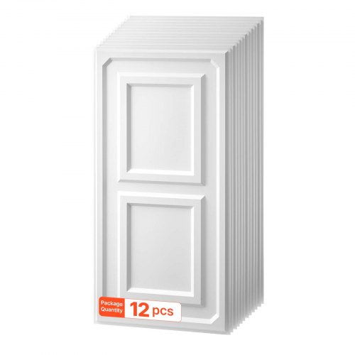 VEVOR 12 Stk. Deckenpaneele PVC-Deckenplatten Deckenfliesen 605x1215mm Weiß, 3D-Konstruktion, Stoßfest, Brandschutz, Zuschneidbar, Für Abgehängte Decke Geeignet, Moderne Innendekoration für Heim Büro