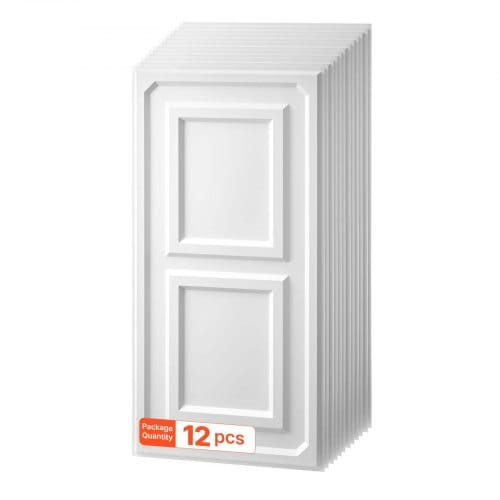 VEVOR 12 Stk. Deckenpaneele PVC-Deckenplatten Deckenfliesen 605x1215mm Weiß, 3D-Konstruktion, Stoßfest, Brandschutz, Zuschneidbar, Für Abgehängte Decke Geeignet, Moderne Innendekoration für Heim Büro