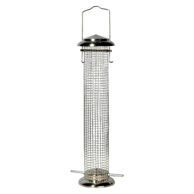 DOBAR Vogelfuttersäule, Metall, silberfarben