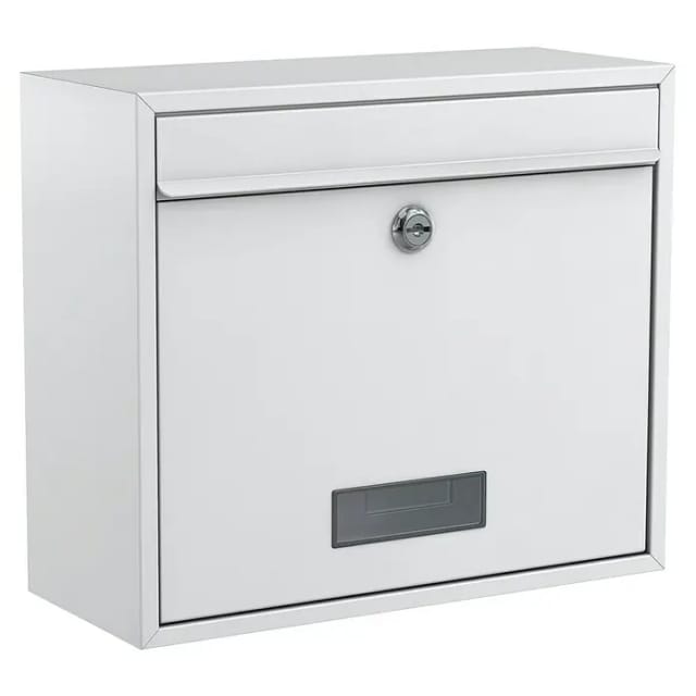 BASI Briefkasten, eckig, Stahl, weiß - weiss