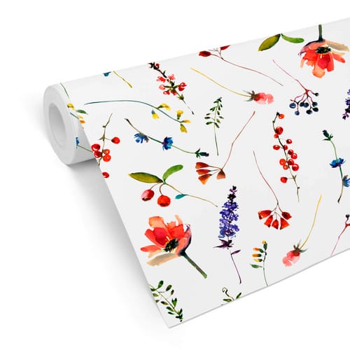 K&L Wall Art Vliestapete »Vintage Vliestapete«, Hagebutte Johannisbeeren, mehrfarbig, matt - bunt