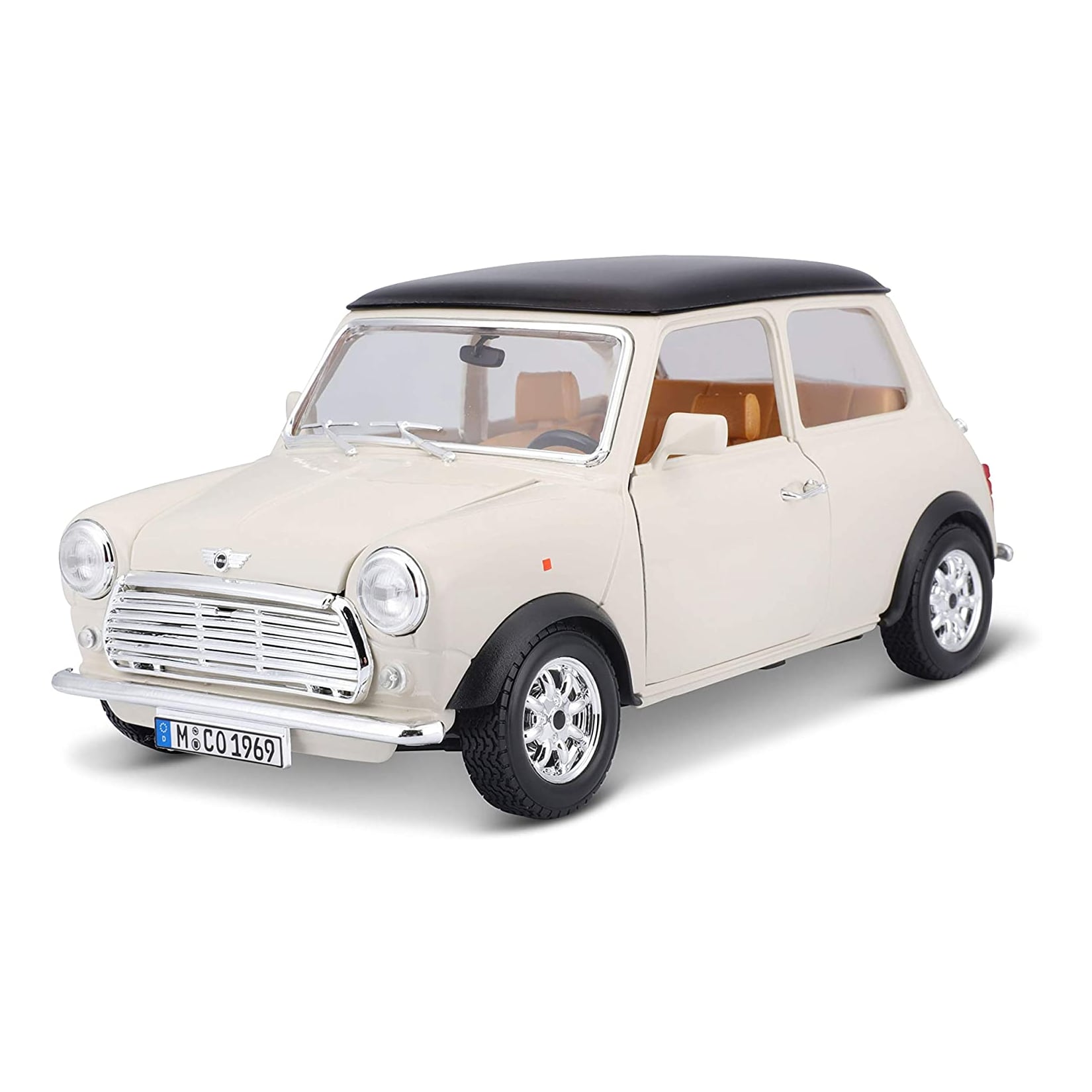 Bburago 18-12036 - Modellauto - Mini Cooper 1969 (beige, Maßstab 1:16)