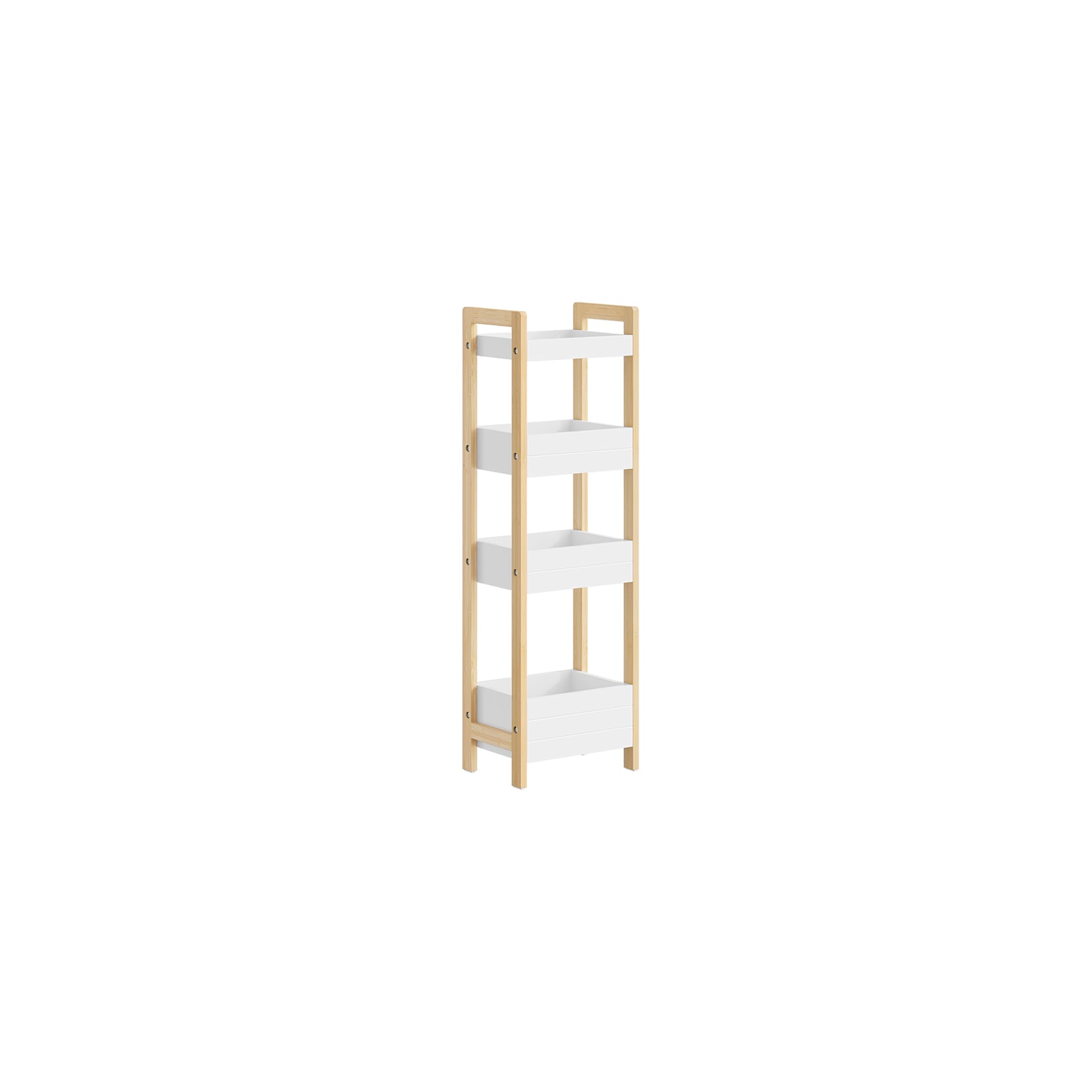SoBuy Badezimmerregal mit 4 Ablagen Weiß 28x20x90cm Modern