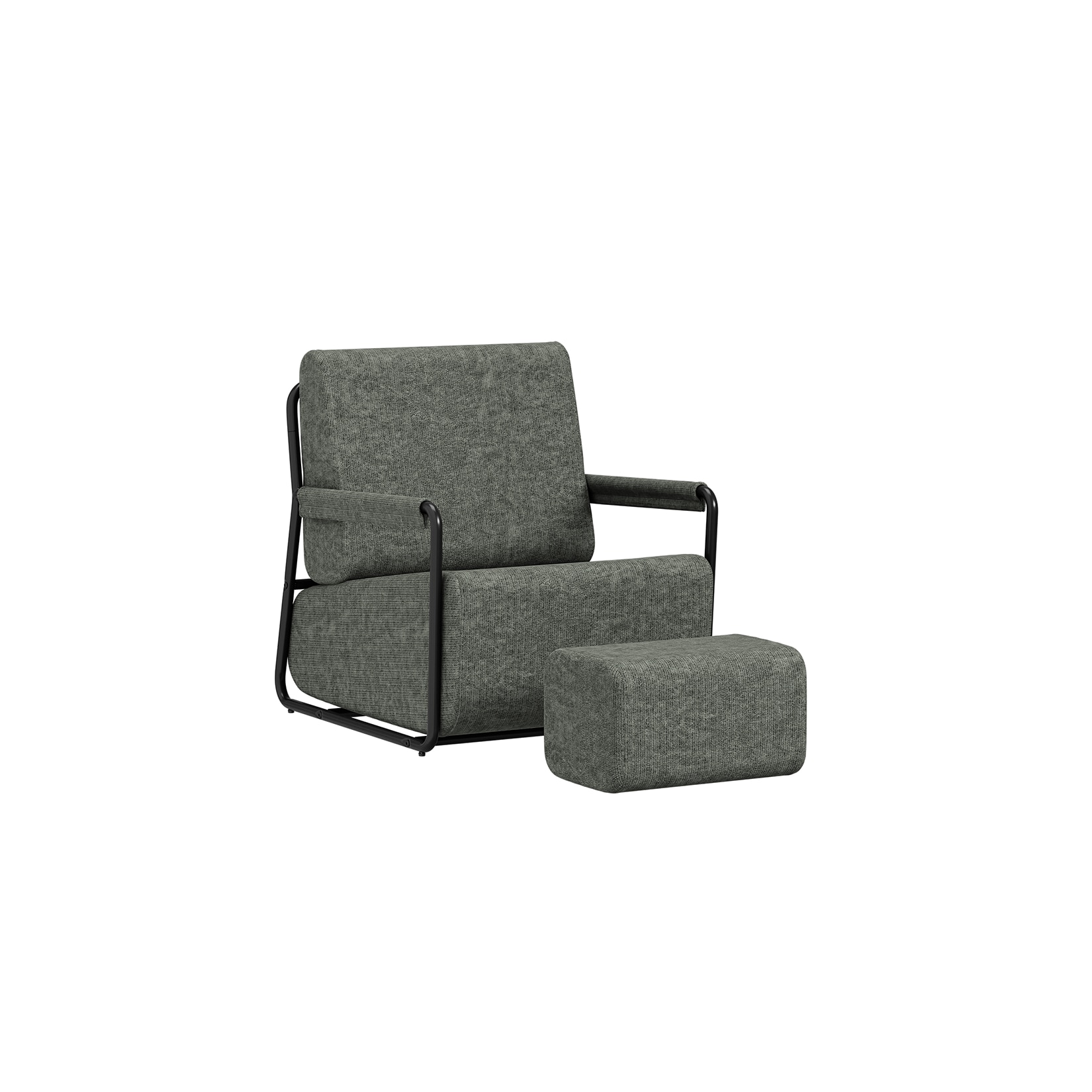 SoBuy Sessel, Lesesessel, Armlehnstuhl mit Hocker Dunkelgrau 74x67x78cm Modern