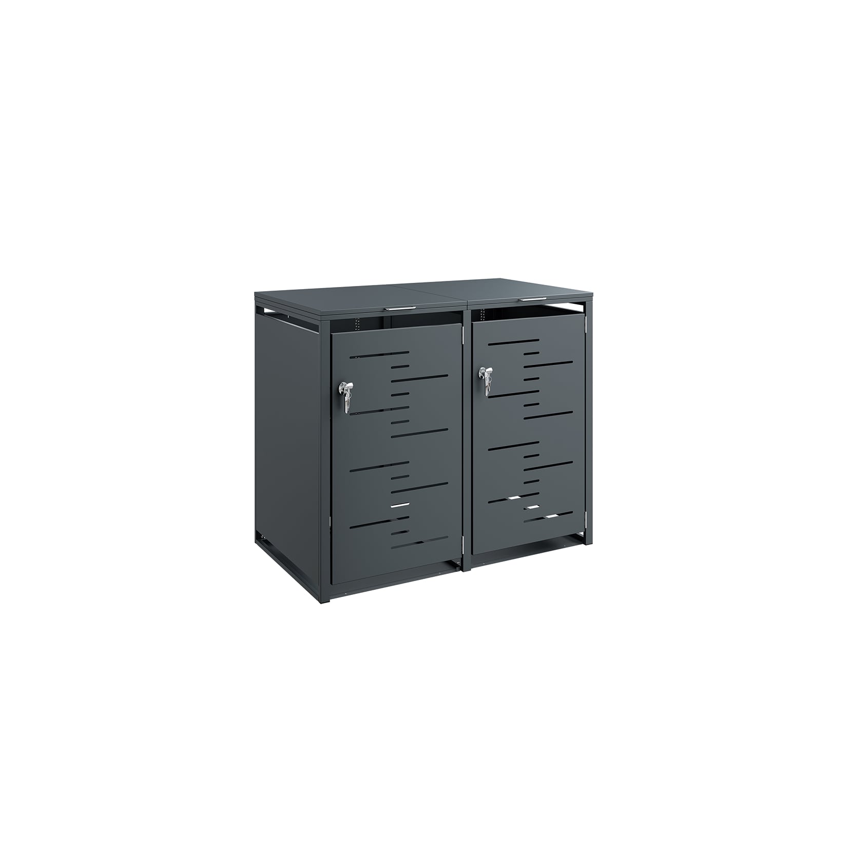 SoBuy Mülltonnenbox, Abfallbehälterverkleidung, Müllschrank mit 2 Türen Dunkelgrau 134x80x116cm