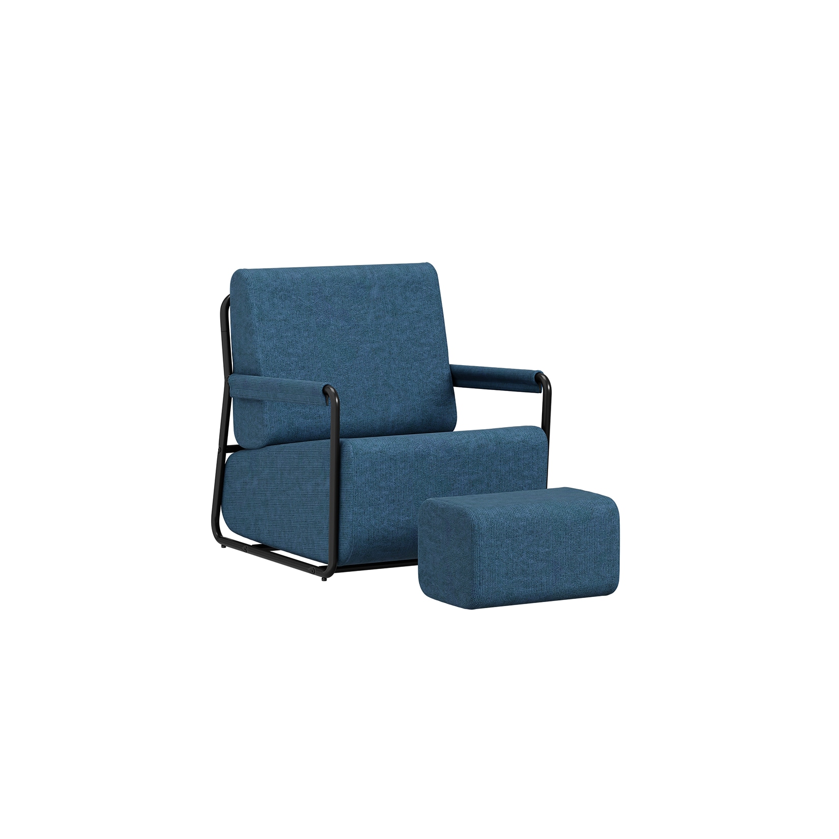 SoBuy Sessel, Lesesessel, Einzelstuhl mit 4 elastischen Bändern Dunkelblau 59,5x67x78cm