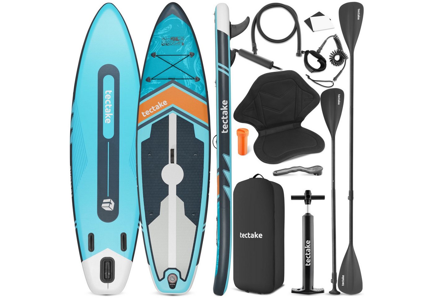 tectake® Stand Up Paddle Board, aus Drop-Stitch-Material, verstellbares Doppelpaddel, Belastbarkeit 200 kg, inklusive Kajak-Sitz Bild 4