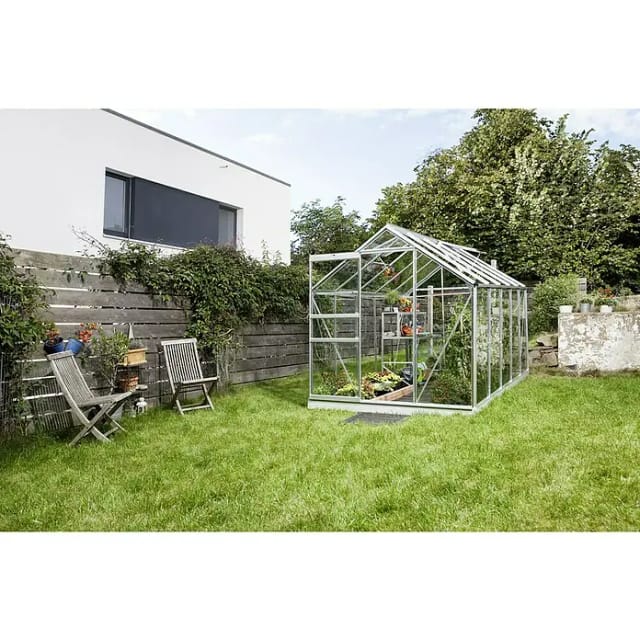 VITAVIA Gewächshaus »Venus 6200«, 6,2 m², Aluminium/Glas, winterfest - silberfarben